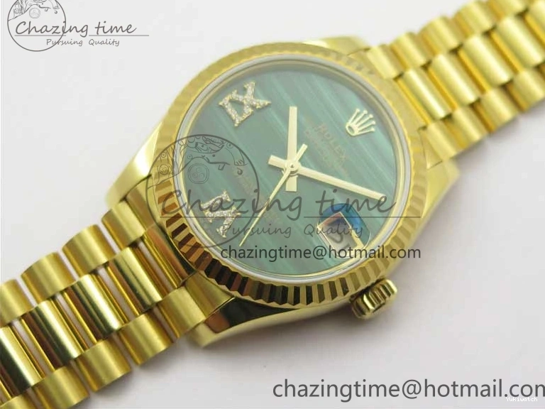 Best 31mm Malachite Bracelet EWF on Dial YG Daydate YG Edition 278288 Green ETA2688 President 0416